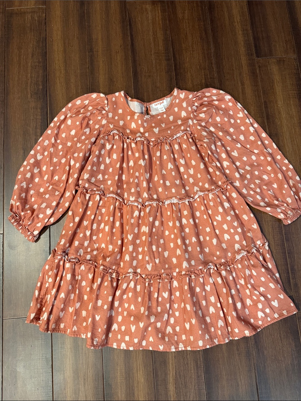 Cat & Jack Rust Heart Tiered Dress - Girls